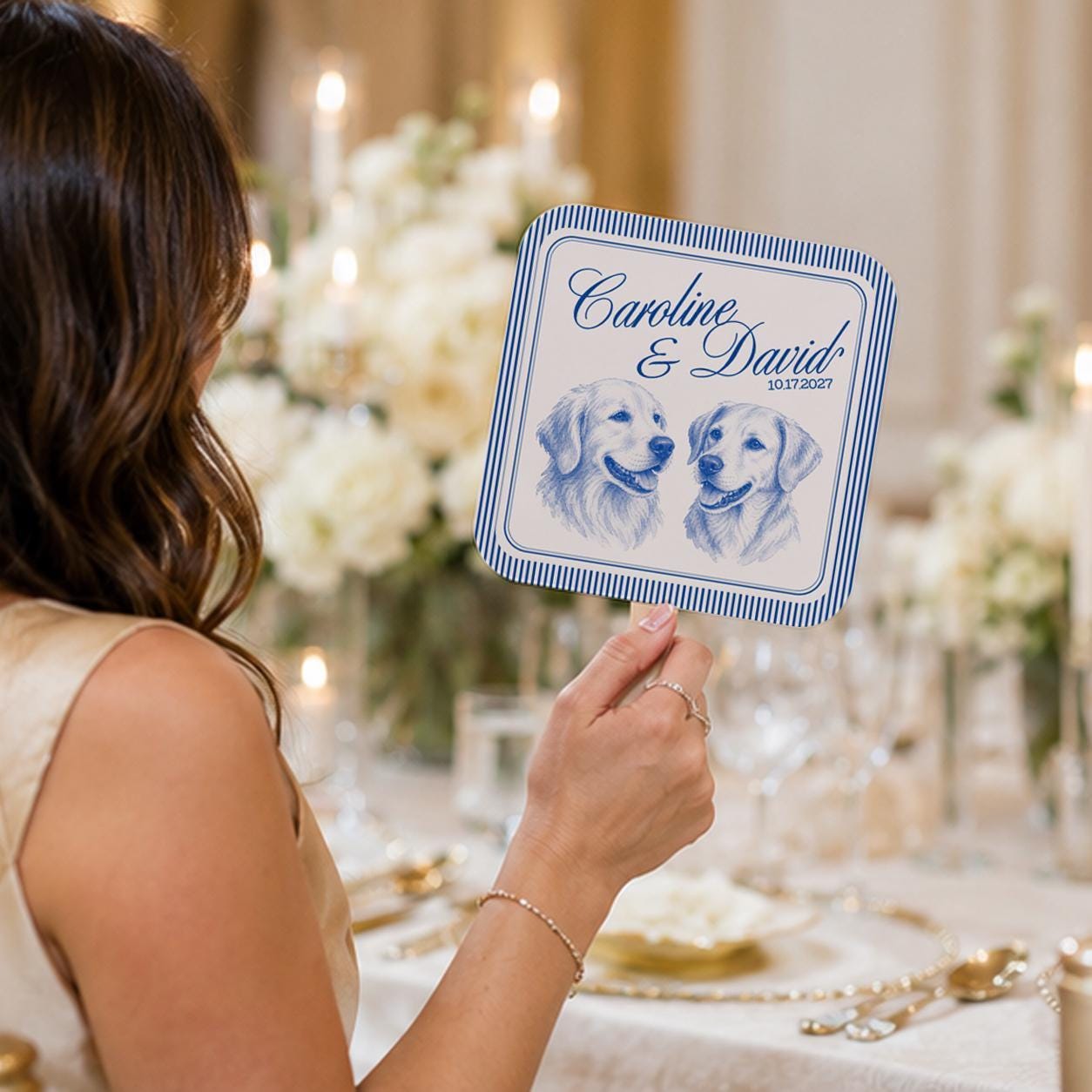 Personalized Dog Wedding Fans
