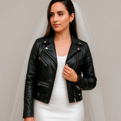chinese dress ladies Faux Leather) Wife of the Party Leather Jacket – PrettyRobes.com