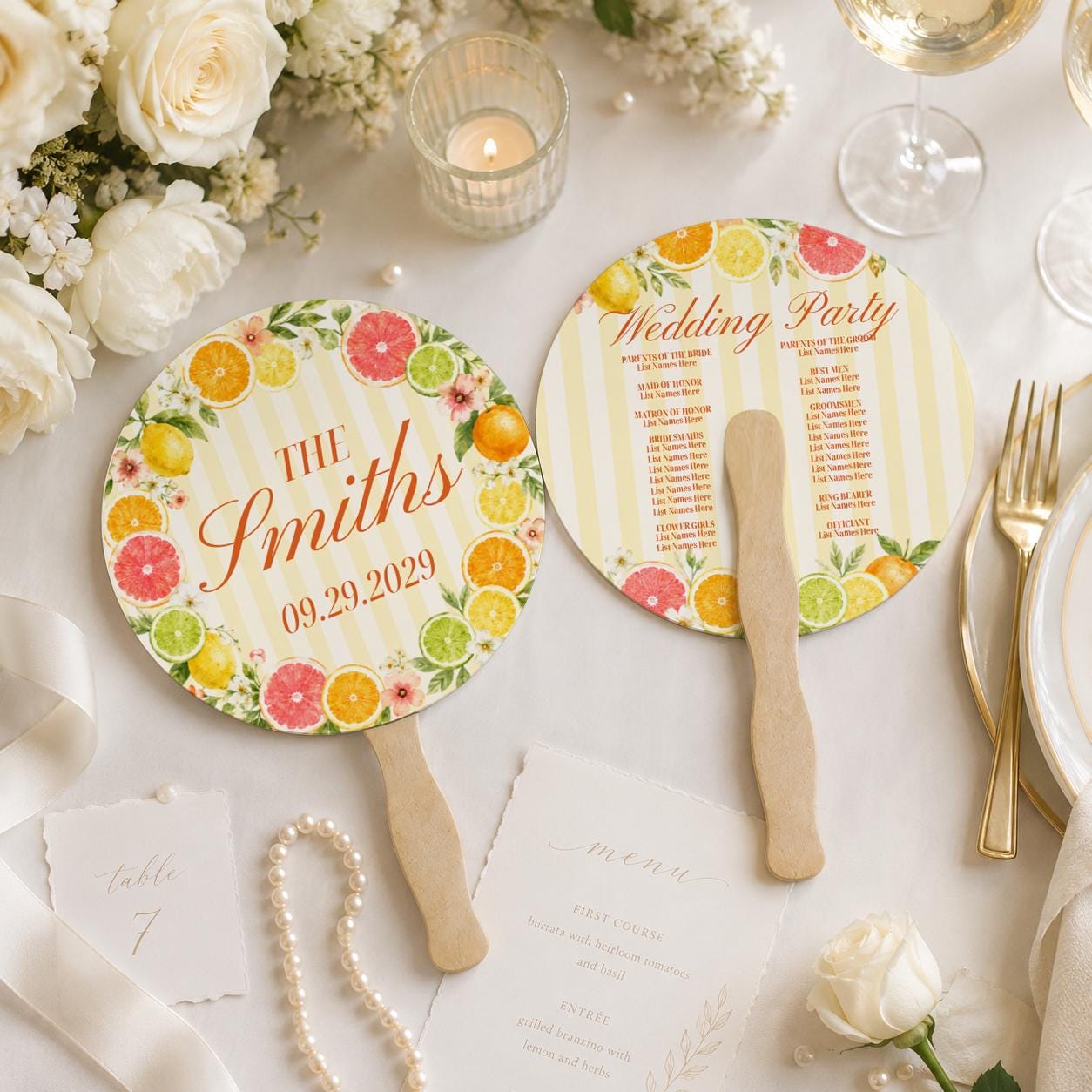 Custom Summer Wedding Hand Fans