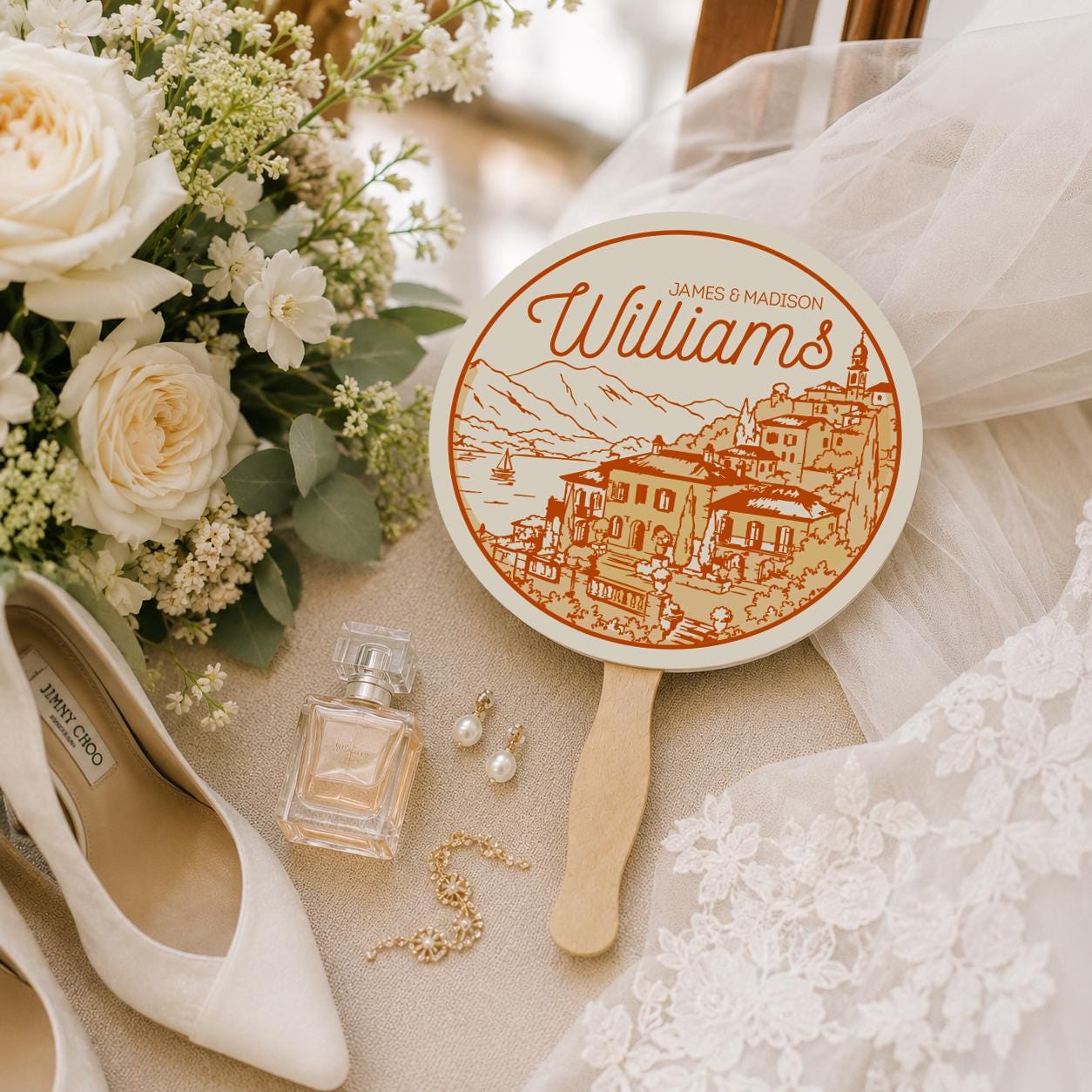 Elegant Coastal Ceremony Fans