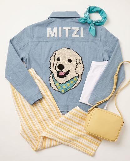 Golden Retriever Beaded Denim Jacket