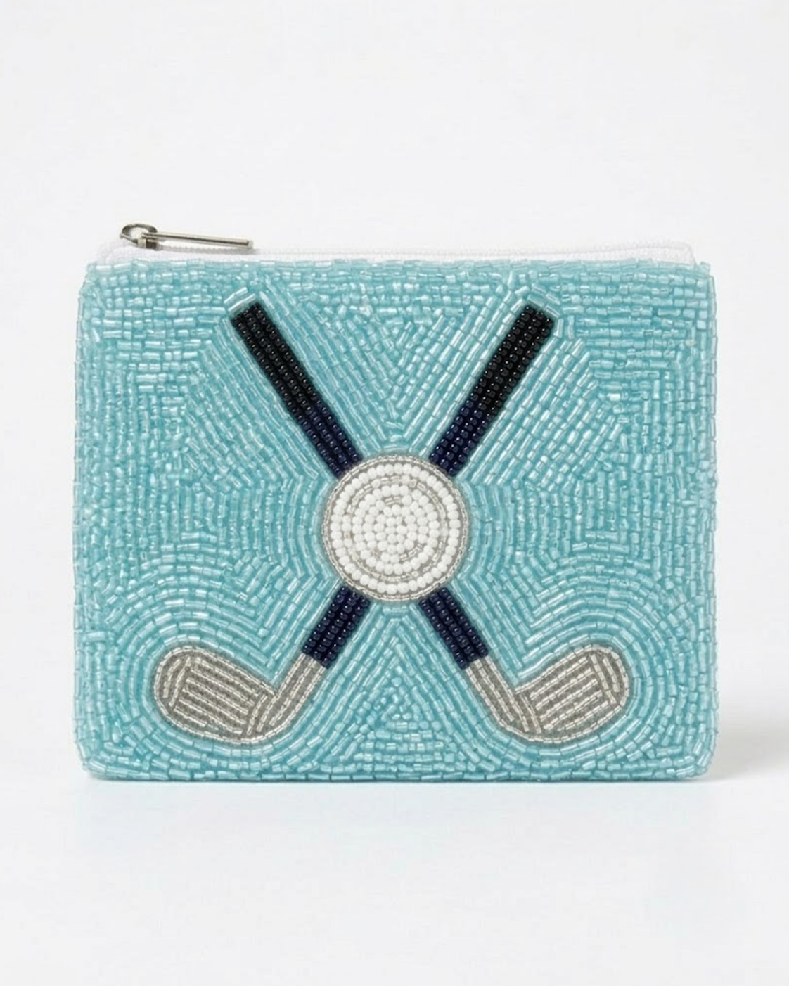 Blue Golf Clubs Beaded Coin Purse