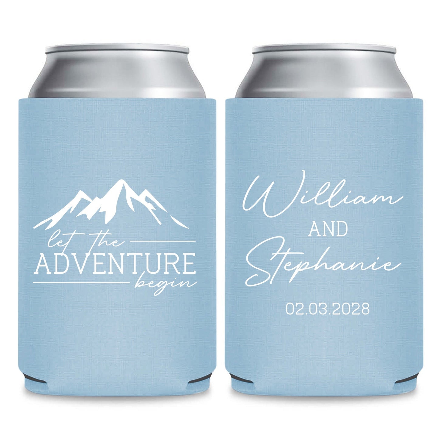 Mountain-Themed Wedding Can Coolers