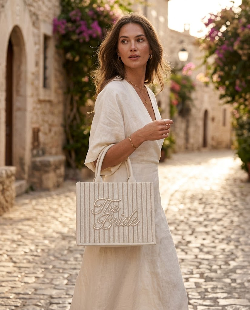 Pearl Bride Mini Beaded Tote Bag
