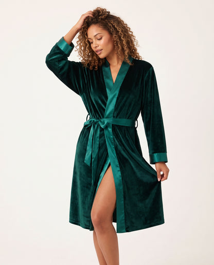 Velvet Robe with Satin Trim