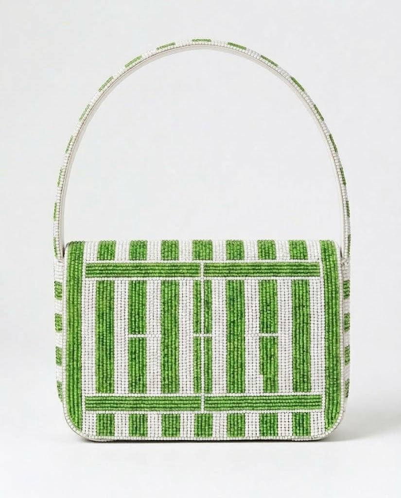 Green Tennis Court Beaded Shoulder Bag