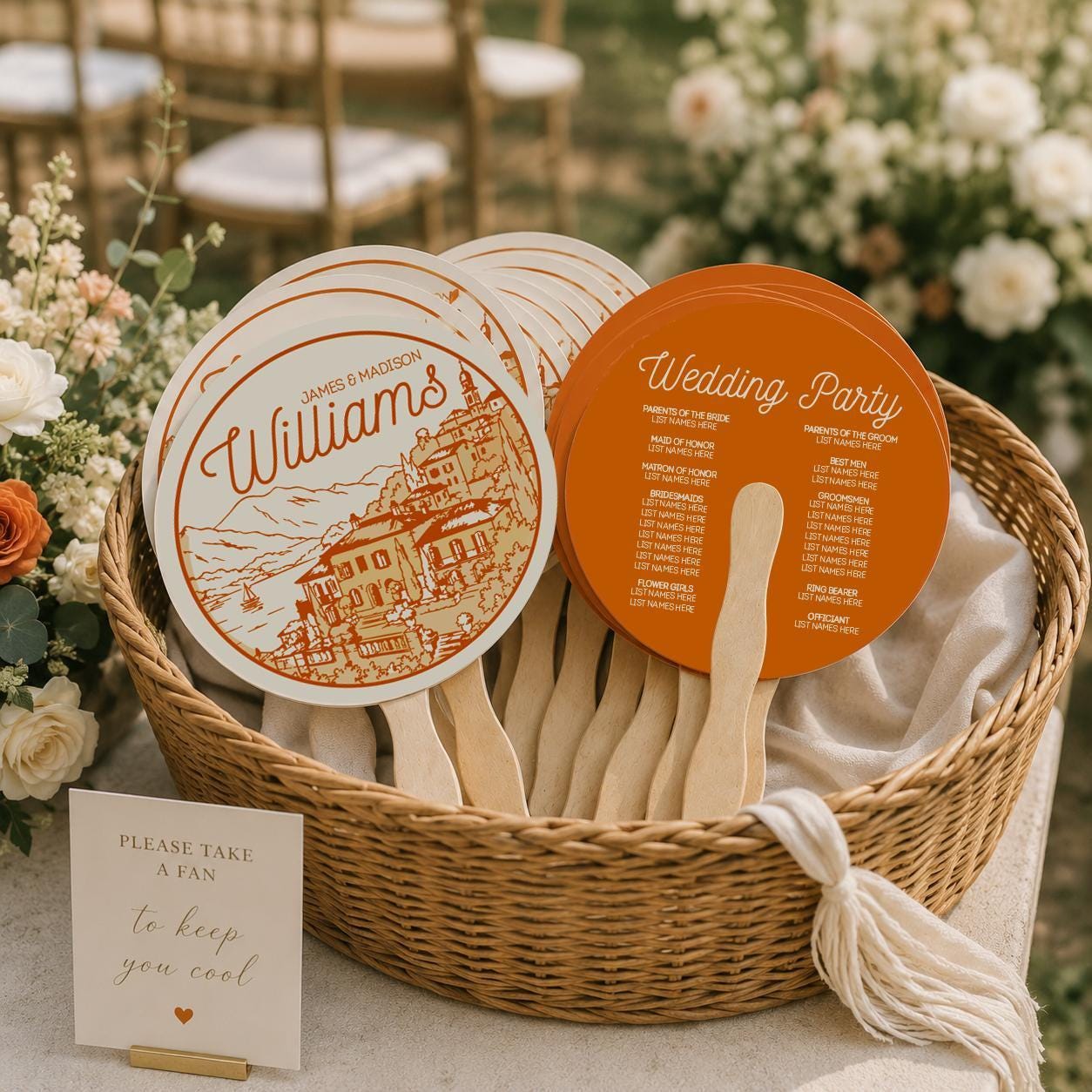 Elegant Coastal Ceremony Fans
