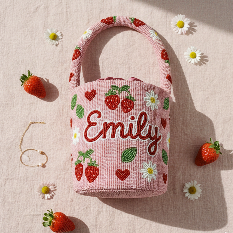Strawberry Garden Beaded Bag