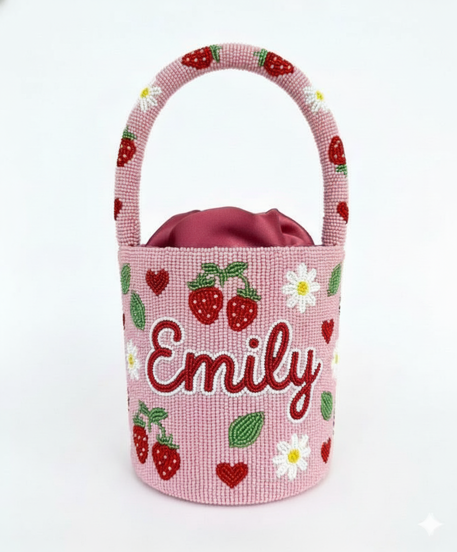 Strawberry Garden Beaded Bag