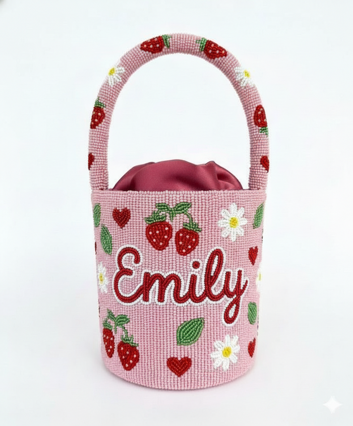Strawberry Garden Beaded Bag