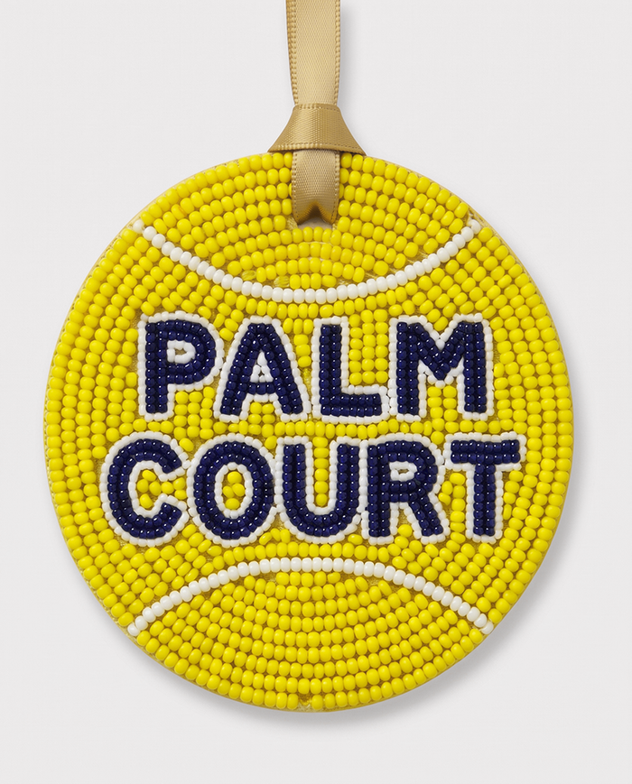 Personalized Tennis Ball Beaded Christmas Ornament, Custom Name Tennis Player Holiday Gift, Double Sided Glass Seed Bead Tree Decor