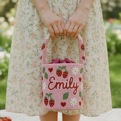 Strawberry Garden Beaded Bag
