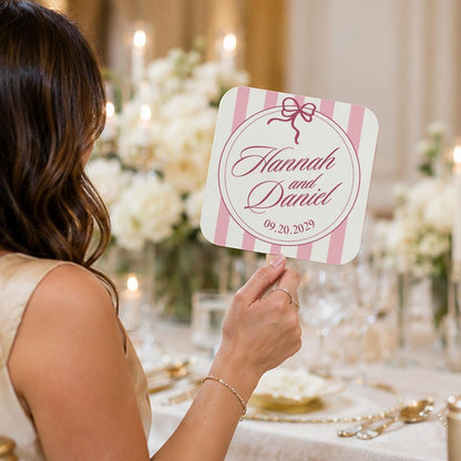 Personalized Pink Wedding Fans