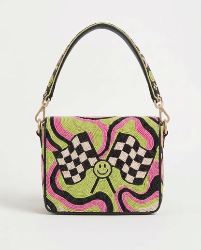 Pink & Green Smiley Racing Shoulder Bag