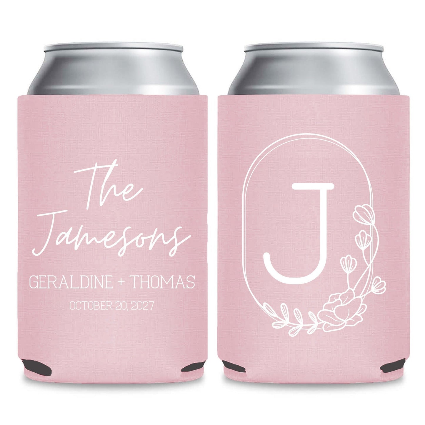 Monogram Can Coolers Favors