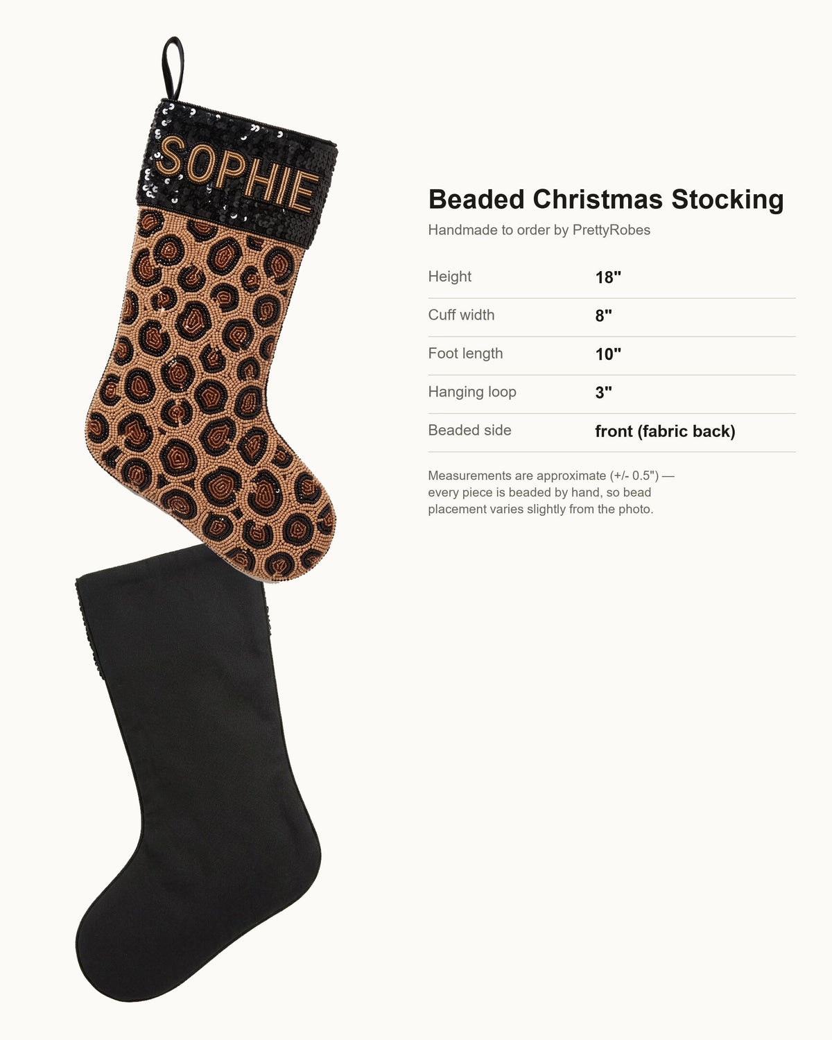 Leopard Sequin Cuff Beaded Stocking