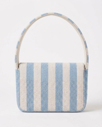 Blue Stripe Court Club Beaded Tennis Bag