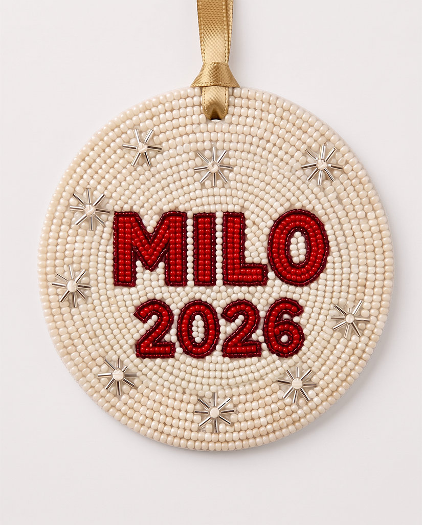 Santa Hat Dog Beaded Ornament
