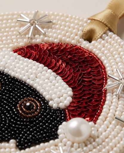 Santa Hat Dog Beaded Ornament