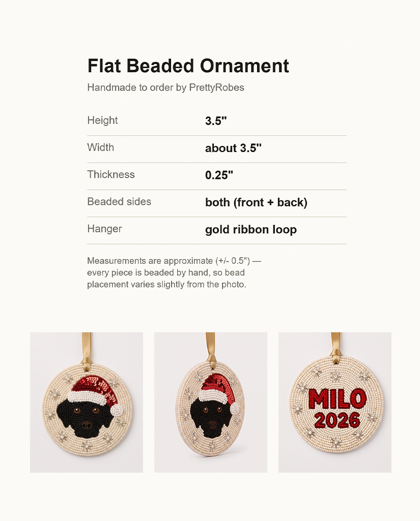 Santa Hat Dog Beaded Ornament