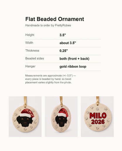 Santa Hat Dog Beaded Ornament