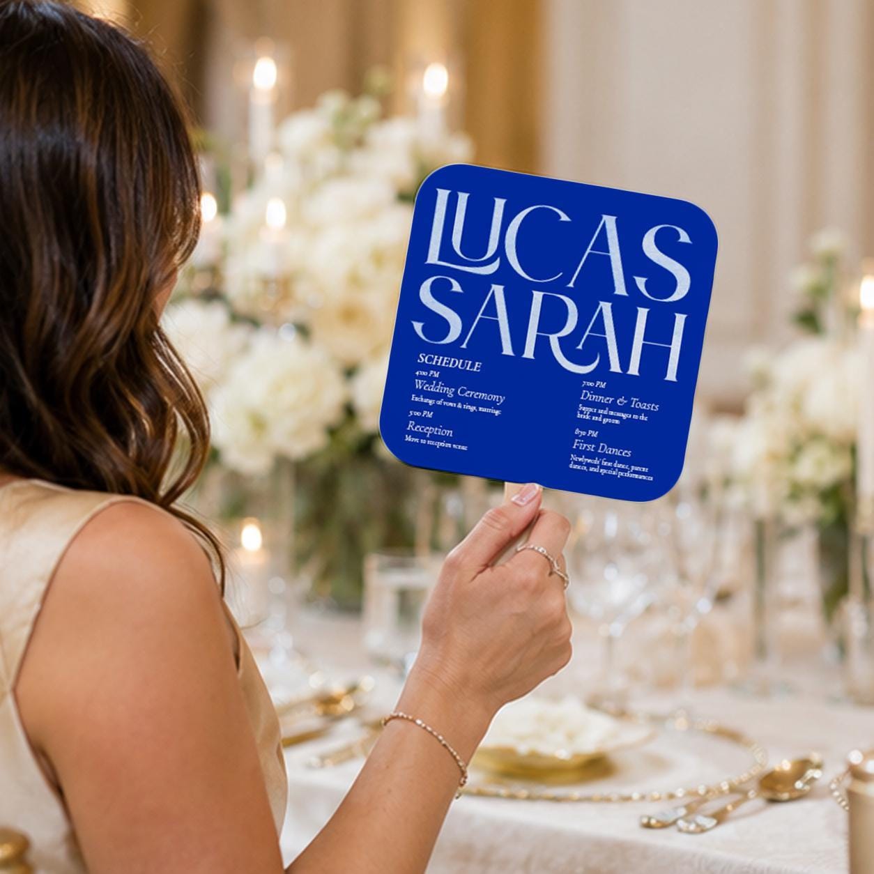 Custom Coastal Ceremony Hand Fans