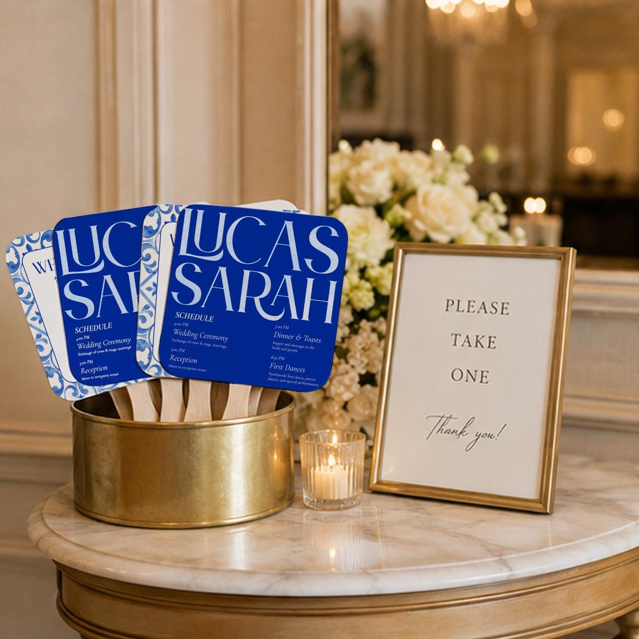 Custom Coastal Ceremony Hand Fans