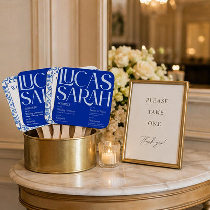 Custom Coastal Ceremony Hand Fans