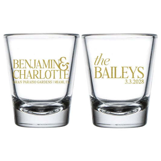 Custom Wedding Shot Glasses Personalized Party Favors for Weddings and Events (CS 688)
