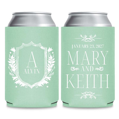 Monogram Can Coolers Favors