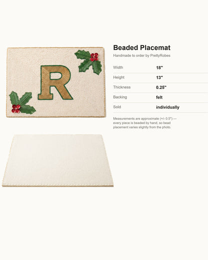 Christmas Monogram Beaded Placemat