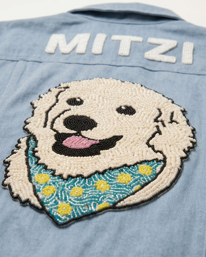 Golden Retriever Beaded Denim Jacket