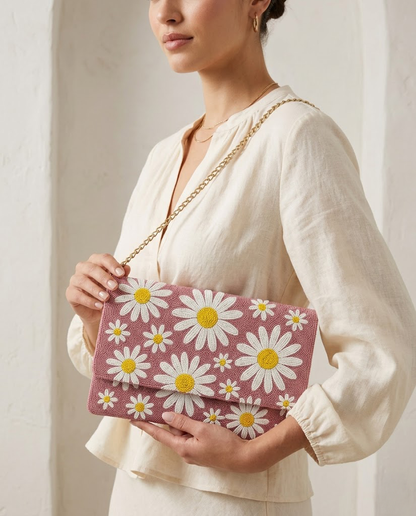 Daisy Beaded Clutch