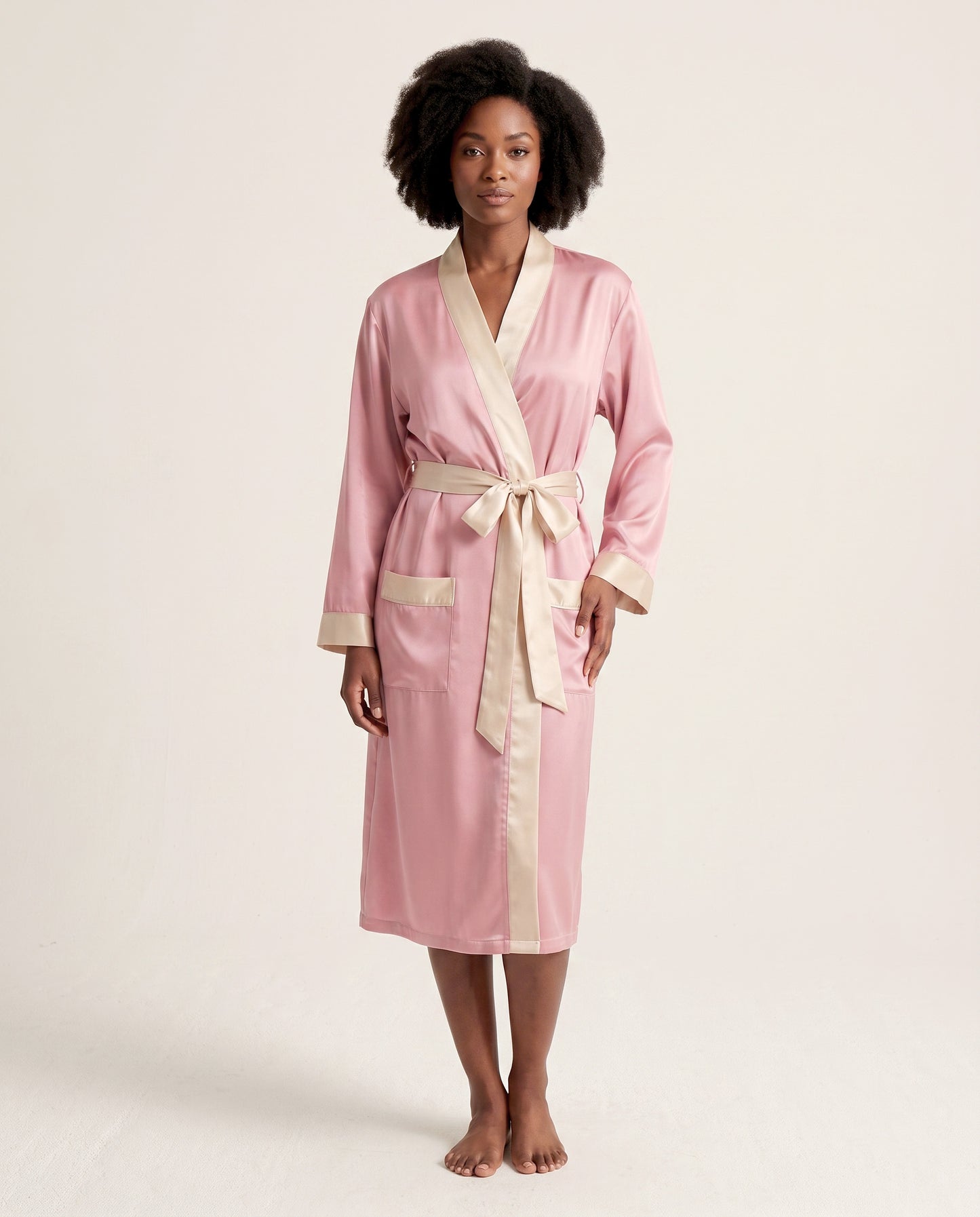 Two-Toned Midi Satin Robe