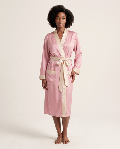 Two-Toned Midi Satin Robe