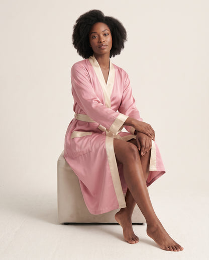 Two-Toned Midi Satin Robe