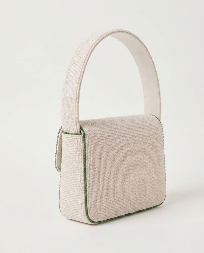 LOVE ALL White Beaded Tennis Shoulder Bag