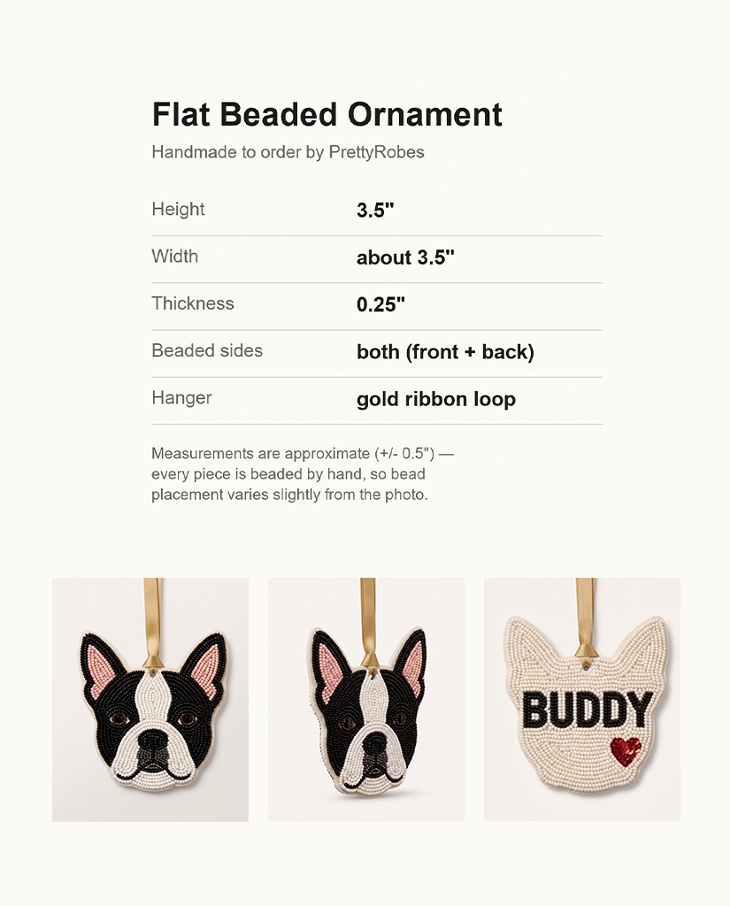 Boston Terrier Beaded Ornament