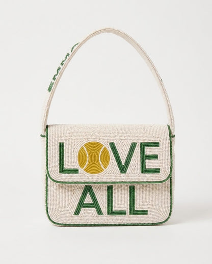 LOVE ALL White Beaded Tennis Shoulder Bag