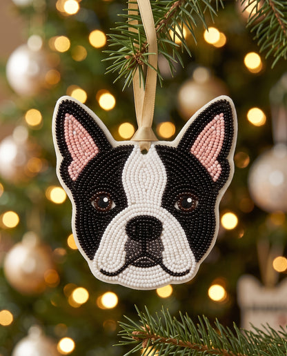 Boston Terrier Beaded Ornament