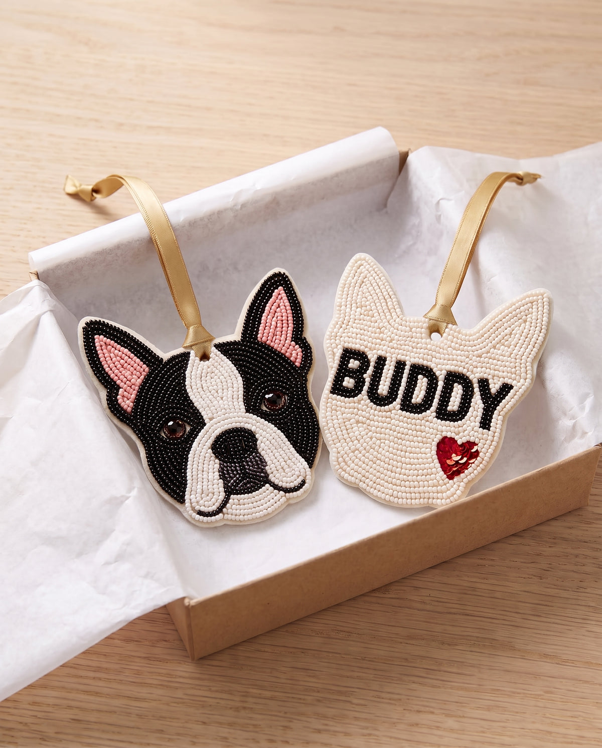 Boston Terrier Beaded Ornament