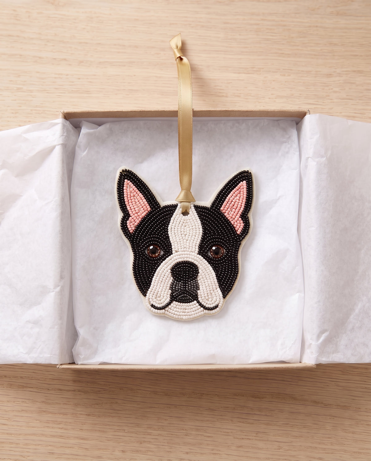 Boston Terrier Beaded Ornament