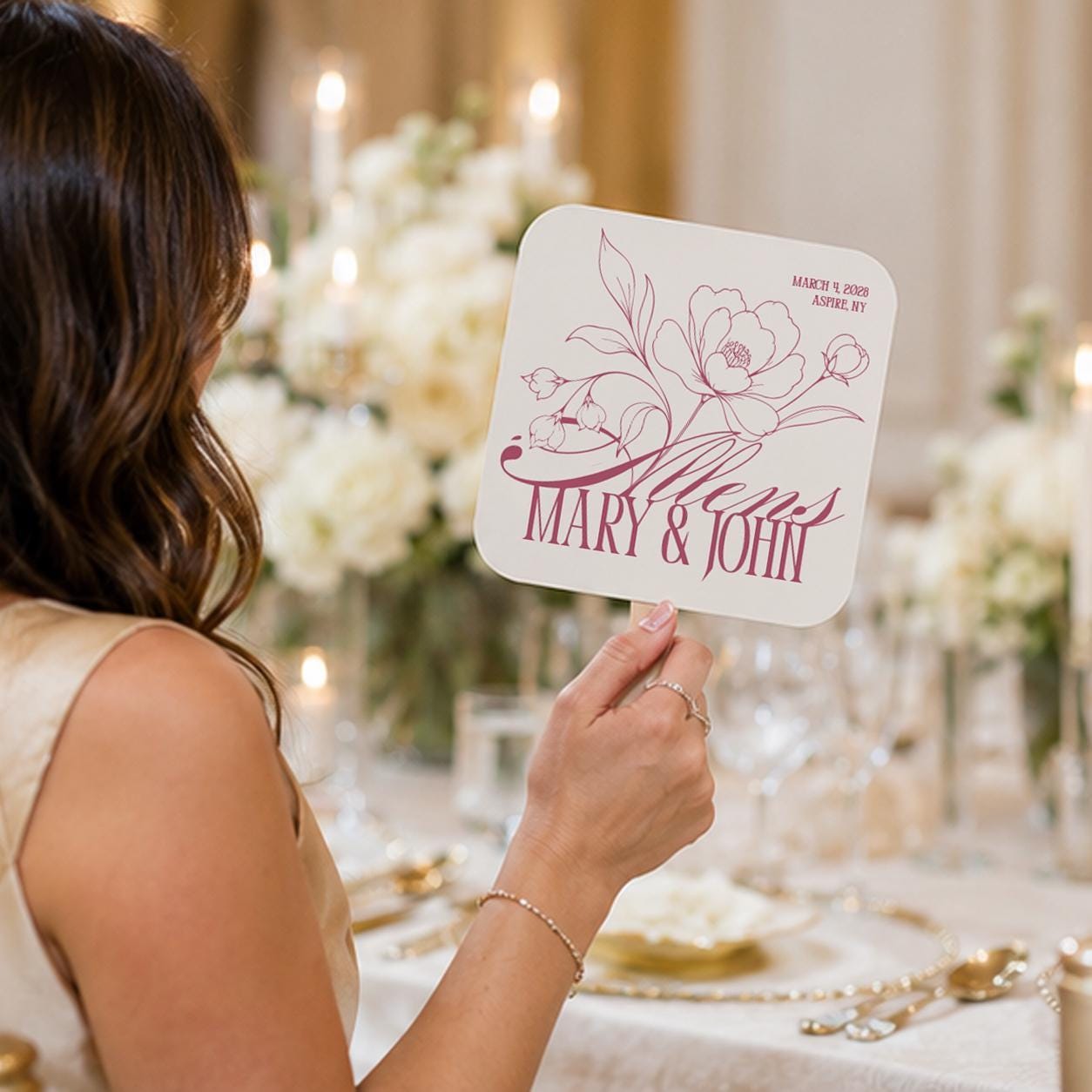 Personalized Floral Wedding Fans