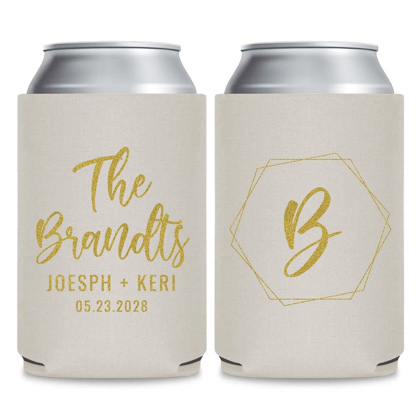 Monogram Can Coolers Favors