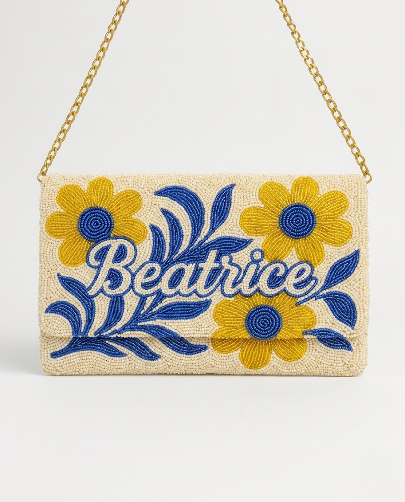 Custom Beaded Canvas Clutch for Bridesmaid