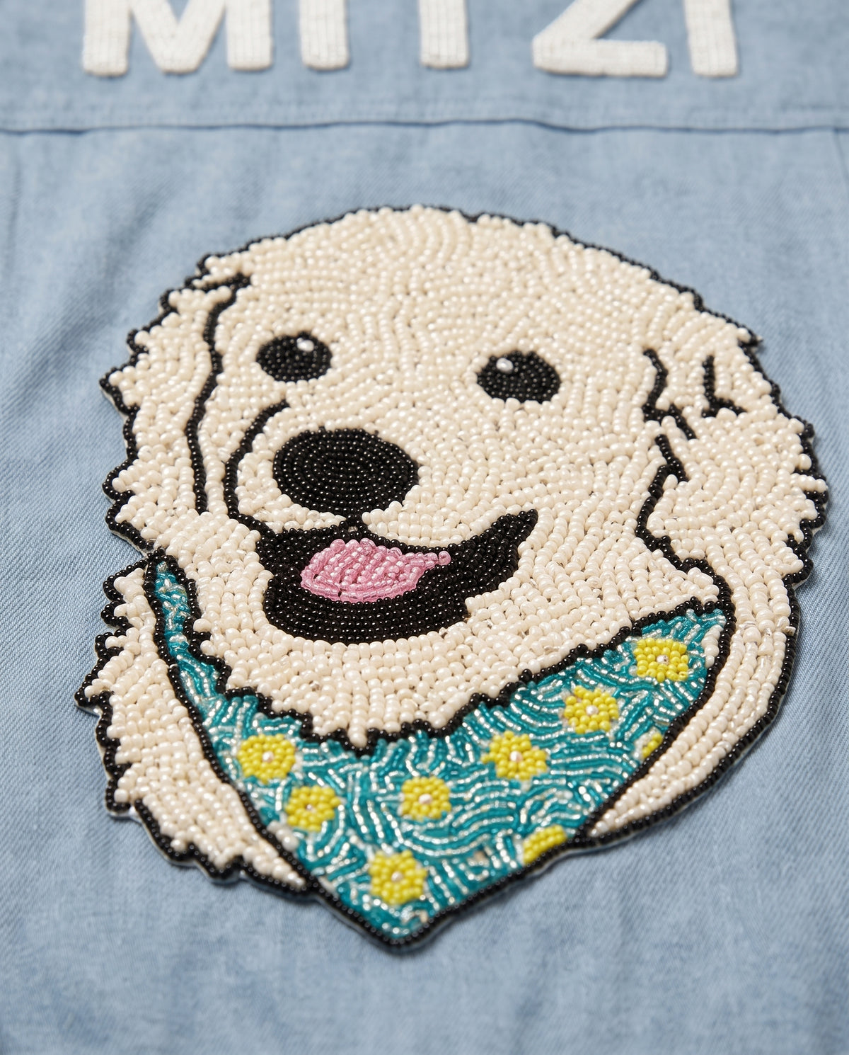 Golden Retriever Beaded Denim Jacket