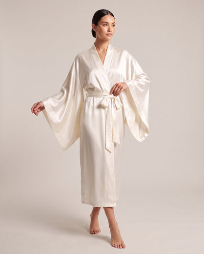 Angel Sleeve Midi Satin Robe