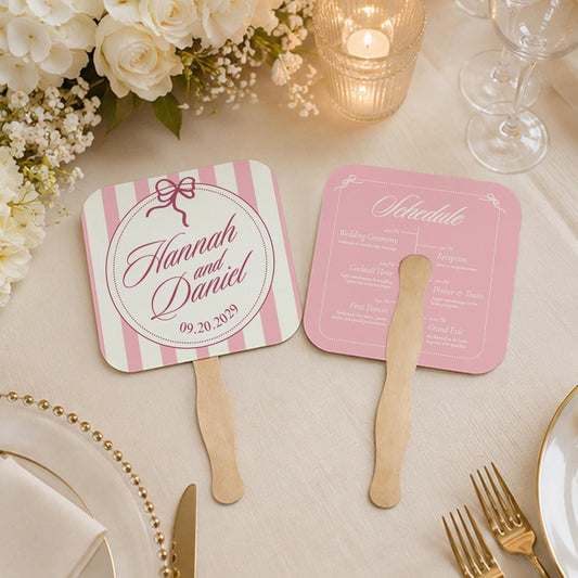 Personalized Pink Wedding Fans