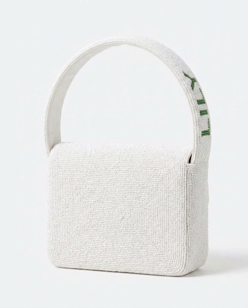 TENNIS CLUB White Beaded Shoulder Bag