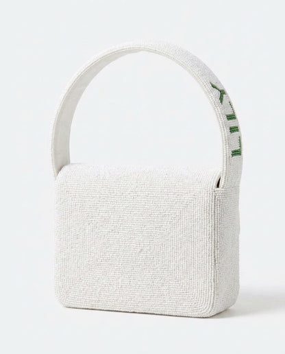 TENNIS CLUB White Beaded Shoulder Bag